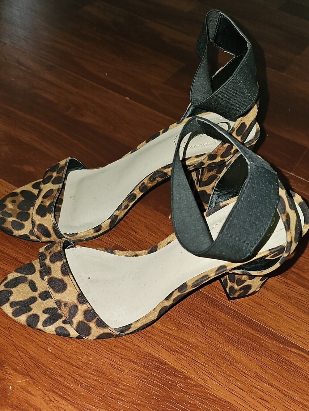 Leopard Print Ankle-Strap Block Heel Sandals - Black & Brown